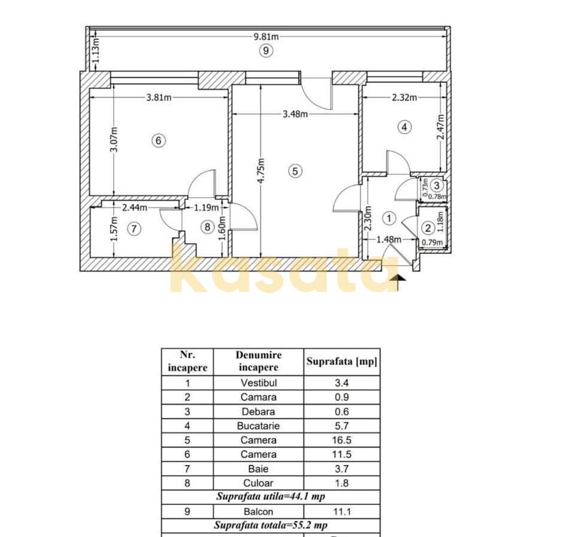 Iancului  apartament 2 camere  metrou 3 minute renovat integral